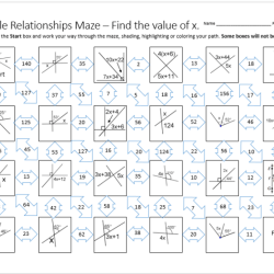 Using angle relationships to find angle measures worksheet